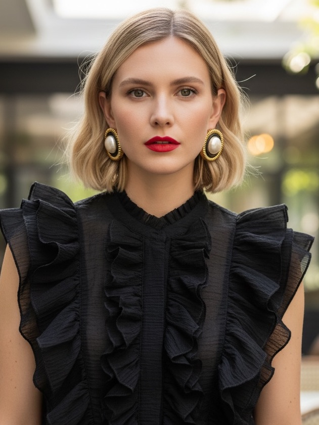 Chanel Vintage Gold-Plated Pearl Center Clip-On Earrings